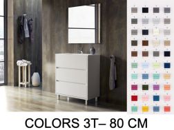 Vanity set with  80 cm - 3 drawers __plus__ washbasin __plus__ mirror - COLORS FORTY 3T