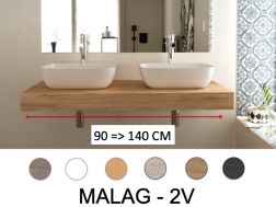 Countertop, for counter top washbasin, 90 => 140 cm __plus__ washbasin __plus__ mirror - MALAGA 2V