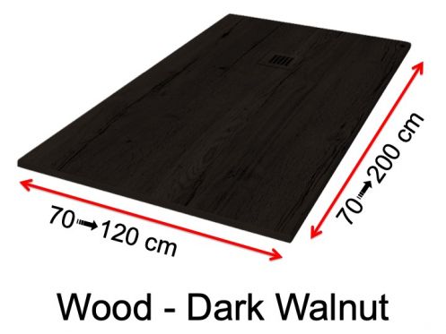 Shower tray, wood effect - Dark walnut