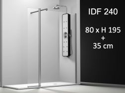 Fixed shower screen with pivoting panel, 80 cm - IDF240 