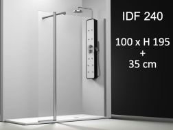 Fixed shower screen with pivoting panel, 100 cm - IDF240 