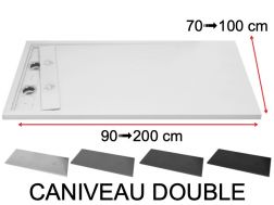 Shower tray, double drain - CANIVEAU DOUBLE ZONE