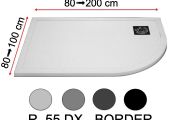 Shower tray, with quarter-round corner - RADIUS 55 BORDER RIGHT