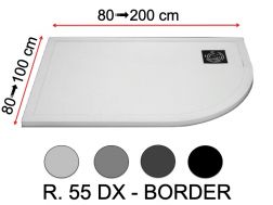 Shower tray, with quarter-round corner - RADIUS 55 BORDER RIGHT