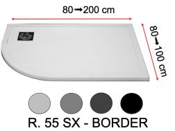 Shower tray, with quarter-round corner - RADIUS 55 BORDER LEFT