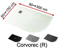 Shower tray, with quarter round curve, right - CORVOREC RIGHT