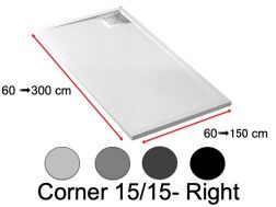 Shower tray with an angled drain on the left - CORNER RIGHT 1515