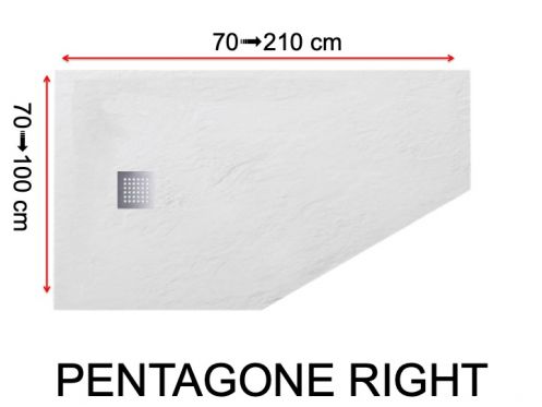 Shower tray, corner drain - PENTAGONE RIGHT