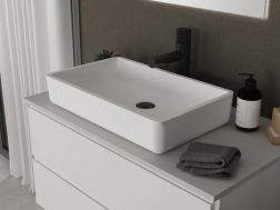 Countertop washbasin, 34 x 55 cm, in Solid Surface resin - ALFA 550