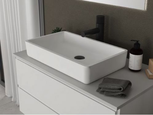 Countertop washbasin, 34 x 55 cm, in Solid Surface resin - ALFA 550