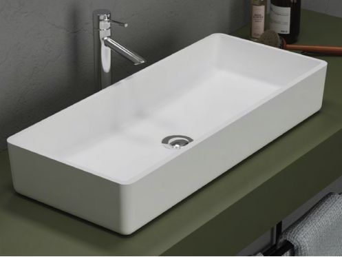Countertop washbasin, 30 x 70 cm, in Solid Surface resin - ALFA 700