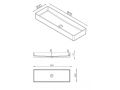 Countertop washbasin, 30 x 90 cm, in Solid Surface resin - ALFA 900