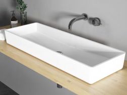 Countertop washbasin, 30 x 90 cm, in Solid Surface resin - ALFA 900