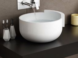 Countertop washbasin, Ø 38 cm, in Solid Surface resin - VERONAPLUS