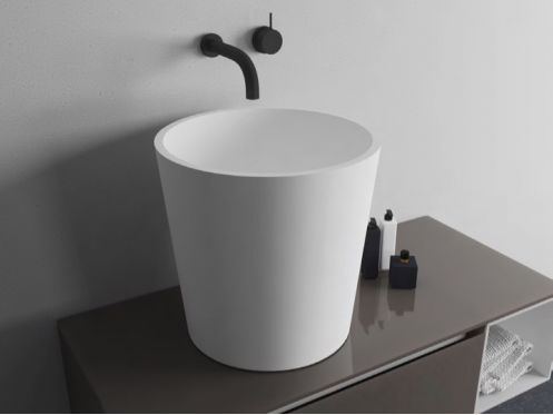 Countertop washbasin,  40 cm, in Solid Surface resin - EUTRAPLUS