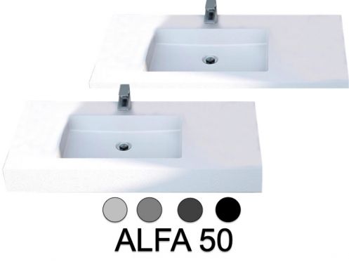 Washbasin top, suspended or table top, in mineral resin - ALFA 50