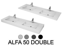 Washbasin top, suspended or table top, in mineral resin - ALFA 50 DOUBLE