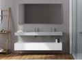Washbasin top, suspended or table top, in mineral resin - ALFA 50 DOUBLE