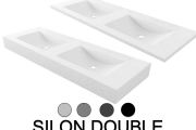 Washbasin top, suspended or table top, in mineral resin - SILON DOUBLE