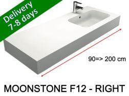 Vanity top, wall-hung or free-standing, in mineral resin - MOONSTONE F12 RIGHT