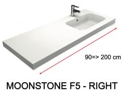 Vanity top, wall-hung or free-standing, in mineral resin - MOONSTONE F5 RIGHT