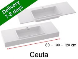 Vanity top, wall-mounted or built-in, in mineral resin - CEUTA 120