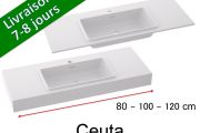Vanity top, wall-mounted or built-in, in mineral resin - CEUTA 80