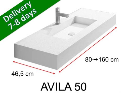 Vanity top, suspended or countertop, in mineral resin - AVILA 140