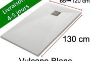 130 CM - Shower trays, in mineral resin, non-slip - VULCANO White