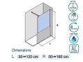 Fixed shower screen, discreet stabilizer bar - OV-L6 MUR