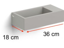 Hand basin, 18 x 36 cm, matt grey, shelf on the right - FLUSH 3 RIGHT