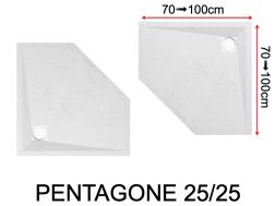 Shower tray, corner drain - PENTAGONE 25/25