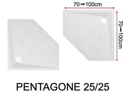 Shower tray, corner drain - PENTAGONE 25/25