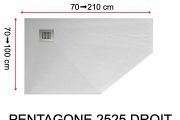 Pentagonal shower tray, right angle evacuation - PENTAGONE 2525 RIGHT