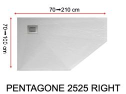 Shower tray, corner drain - PENTAGONE 2525 RIGHT
