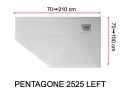 Pentagonal shower tray, left corner evacuation - PENTAGONE 2525 LEFT