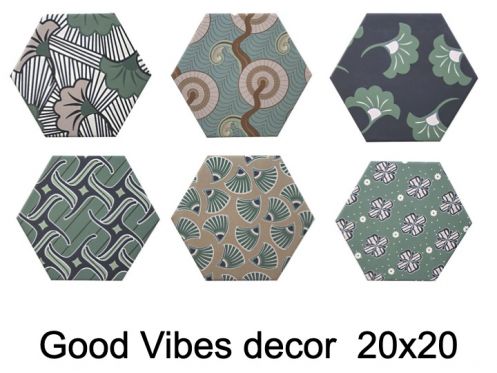 GOOD VIBES DECOR 14 x 16 cm - Hexagonal floor and wall tiles