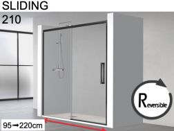 Sliding shower door, with fixed glass - HIT 210 BLACK