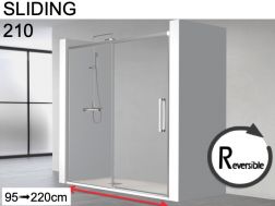 Sliding shower door, 95 cm,  with fixed glass - HIT 210 CH