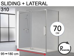 Sliding shower door, with fixed return 70 cm - HIT 310