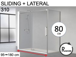 Sliding shower door, with fixed return 80 cm - HIT 310