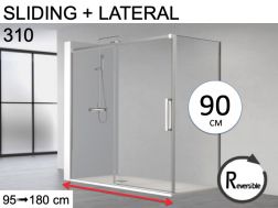 Sliding shower door, with fixed return 90 cm - HIT 310