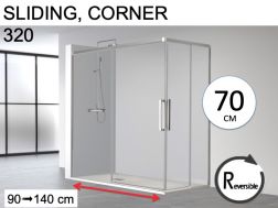 Sliding corner shower doors 70 cm - HIT 320