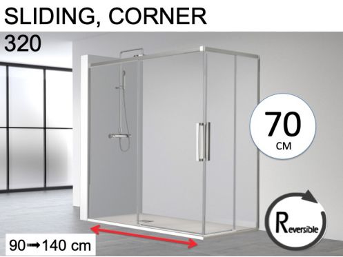 Sliding corner shower doors 70 cm - HIT 320