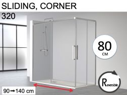 Sliding corner shower doors 80 cm - HIT 320