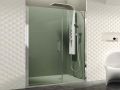 Hinged shower door, with fixed glass on the front, 25 cm  - AC 205