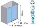 Hinged shower door, with fixed glass on the front, 25 cm  - AC 205