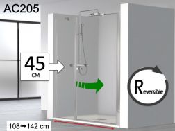 Hinged shower door, with fixed glass on the front, 45 cm  - AC 205