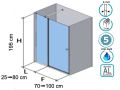 Hinged shower door, with fixed glass on the front - AC206