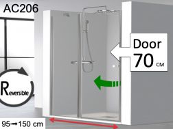Hinged shower door, with fixed glass on the front - AC206